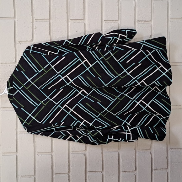 Robert Louis Black W/Blue & White Stripe Open Front Cardigan.  Size Small NWOT - Picture 8 of 9